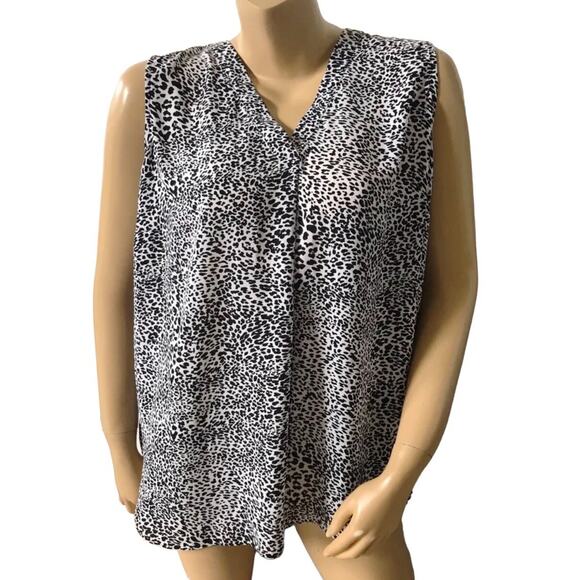 RACHEL ZOE Womens Plus Size 1X Animal Print V Neck Sleeveless Tank Top Shirt - Picture 1 of 5